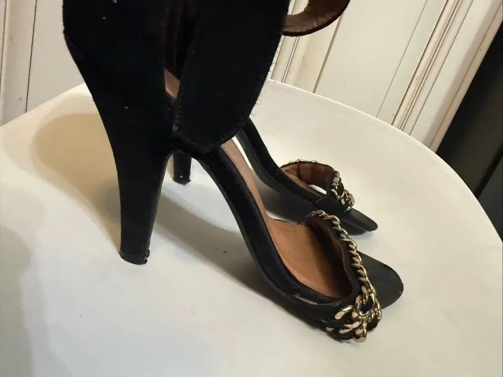Jeffrey Campbell Womens Hough Chain Link Detail Ankle Strap Heels Black Size 7.5